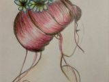 A Drawing Of A Girl with A Bun Hair Bun and Flower Drawing by Me Hair Bun Hairbun topknot