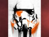 Anime Drawing with Hoodie Star Wars Stormtrooper Banksy Metall Poster