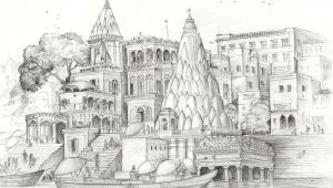 Bank Drawing Easy Varanasi Ghaats Banks Of the Ganges A Pencil Sketch