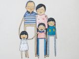 Cartoon Drawing Family Portrait Custom Portrait 4 Big People 1 toddler by Peopleyoumaymeet Hand