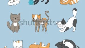 Cartoon Drawing Kitty Hand Drawing Cute Cats Vector Kitty Stock Vektorgrafik Lizenzfrei