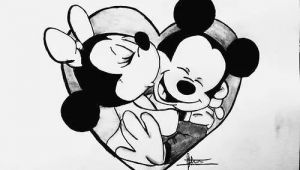 Cartoon Drawing Love Images Cartoon Cute Disney Draw Love Mickey Minnie Rose I Love You