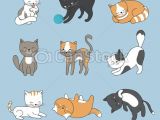 Cartoon Kitten Drawing Hand Drawing Cute Cats Vector Kitty Collection Animal Kitty Od Set