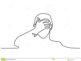 Continuous Line Drawing Eye Man Covering His Eyes with Hand Stock Vector Illustration Of Hand