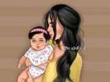 Cute Drawing for Mom Girly M Mother and Child Illustration Mom I Love You Girly M