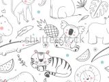 Cute Rhino Drawing Simple Vector Pattern with Animals Cute Children S Wallpaper