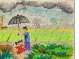 Drawing 4 Class How to Draw A Village Rainy Day Step by Step In Oil Pastel Youtube