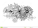 Drawing A Bouquet Of Flowers Doodle Bouquet Od Flowers and Leaves Stock Illustration