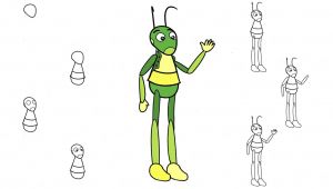 Drawing A Cartoon Grasshopper How to Draw A Grasshopper Kuzya From the Cartoon Luntik In Stages