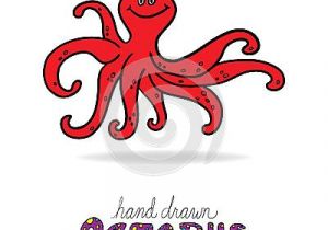 Drawing A Cartoon Octopus Hand Drawn Cute Octopus with Big Eyes and Happy Smile Fun Cartoon