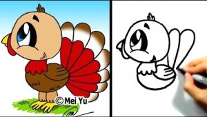 Drawing A Cartoon Turkey Great for Thanksgiving Cute Lil Turkey Mei Yu Fun 2 Draw Youtube