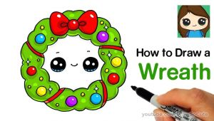 Drawing A Cartoon Wreath How to Draw A Christmas Holiday Wreath Easy Youtube Christmas In