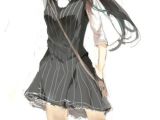 Drawing Anime Long Hair Pretty Female Character with Long Black Hair and Short Black Dress