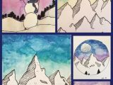 Drawing Cartoon Mountains Art Room Britt Jen Aranyi Mountain Scape Mixed Media Illustrations