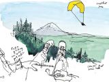 Drawing Cartoon Mountains Sketched In the Air Paragliding From Tiger Mountain issaquah