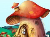 Drawing Cartoons House Illustration Of Red Mushroom House On A Blue Background Miane Room