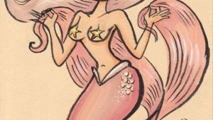 Drawing Cartoons Mermaid Pink Pin Up Mermaid Girl original Drawing In 2019 Products