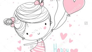 Drawing Cute Balloons Girl Holding Balloons Happy Birthday Drawing Compleanno Buon