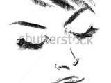 Drawing Eyes On Hand Female Silhouette Portrait Of Beautiful Girl Hand Drawn Drawing