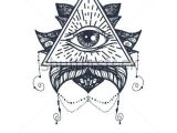 Drawing Eyes Symbolism Vintage All Seeing Eye In Mandala Lotus Providence Magic Symbol for