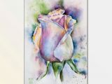 Drawing Flowers Aquarelle Flowers original Watercolor Painting Purple Rose 12 X 16 Inches In