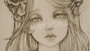 Drawing Flowers In Hair Pencil Drawingoftheday Beautiful Vampire Girl Dramatic Eyes