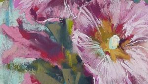 Drawing Flowers In Pastels Happiness is A Hollyhock 6x12original Pastel Painting by Karen