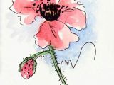 Drawing Flowers In Pen Poppy Flower Water Color Hand Painted original Watercolor Art