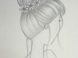 Drawing Girl with Flowers In Hair Draw Hair Bun Hairstyle with Flowers Draw In 2019 Drawings
