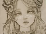 Drawing Girl with Flowers In Hair Pencil Drawingoftheday Beautiful Vampire Girl Dramatic Eyes