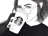 Drawing Girl with Starbucks Outline Starbucks and Drawing Image Random In 2019 Drawings