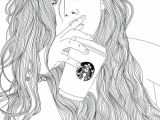 Drawing Girl with Starbucks Starbucks Sketches Drawings Tumblr Outline Tumblr Drawings