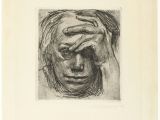 Drawing Hands 1948 Kathe Kollwitz Self Portrait Hand at the forehead Selbstbildnis