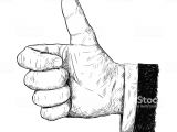 Drawing Hands In Ink Vector Artistic Illustration or Drawing Of Thumb Up Businessman Hand