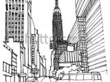 Drawing Hands Perspective Scene Street Illustration Hand Drawn Ink Line Sketch New York City