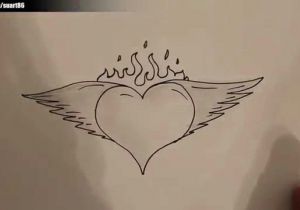 Drawing Heart 3d Art How to Draw A Heart with Wings and Flames Youtube