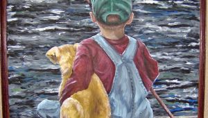 Drawing Of A Boy with A Dog Painting Of Little Boy and Dog Fishing My Art Www Facebook Com