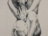 Drawing Of A Broken Girl Eve Paradise Lost Aka Crouching Woman original Art Nude Art Female