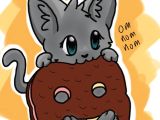 Drawing Of A Cat Eating Old Cat Eating A Cookie Cat by Teal Newt for Impossible Dreamer