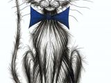 Drawing Of A Cat Paw Grubby Paws Posh Pet Cat In Bow Tie original Cartoon by Keithmills