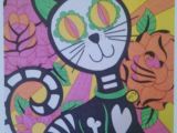 Drawing Of A Dead Cat Sugar Skull Cat Day Of the Dead Cat with Roses 8×10 Print Dia De