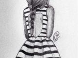 Drawing Of A Girl Back View Girl Fashion Dress Drawing Stripes Art Diy Drawings Art