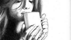 Drawing Of A Girl Drinking Coffee Drinking Coffee Coffee In 2019 Coffee Art Coffee Coffee Cup Art