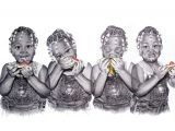 Drawing Of A Girl Eating Limited Edition Pencil Drawing Print Of Four Girls Eating A