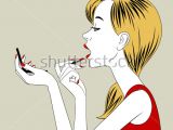 Drawing Of A Girl Holding A Mirror Vintage Hand Mirror Vectors Download Free Vector Art Stock
