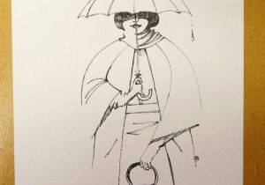 Drawing Of A Girl Holding An Umbrella Girl Holding Umbrella Fineliner On Watercolor Paper Hilbrand Bos