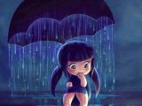 Drawing Of A Girl Holding An Umbrella Girl Under Umbrella In Rain Cartoon Illustration Via Www Facebook