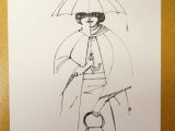 Drawing Of A Girl Holding Umbrella Girl Holding Umbrella Fineliner On Watercolor Paper Hilbrand Bos