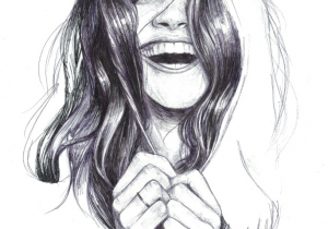 Drawing Of A Girl Laughing Laughing Woman Drawing Pen Doodle Portrait Art Showcase In 2019