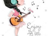 Drawing Of A Girl Playing Guitar Cute Girl T Shirt Graphics Musician Girl Drawing Book Illustrations